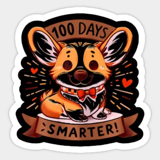 100 Days Of School Welsh Corgi 100Th Day Of School Teacher Sticker